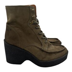 Zodiac Talula Ankle Boots Women's Size 10 M Olive Green Lace Up Booties Chunky